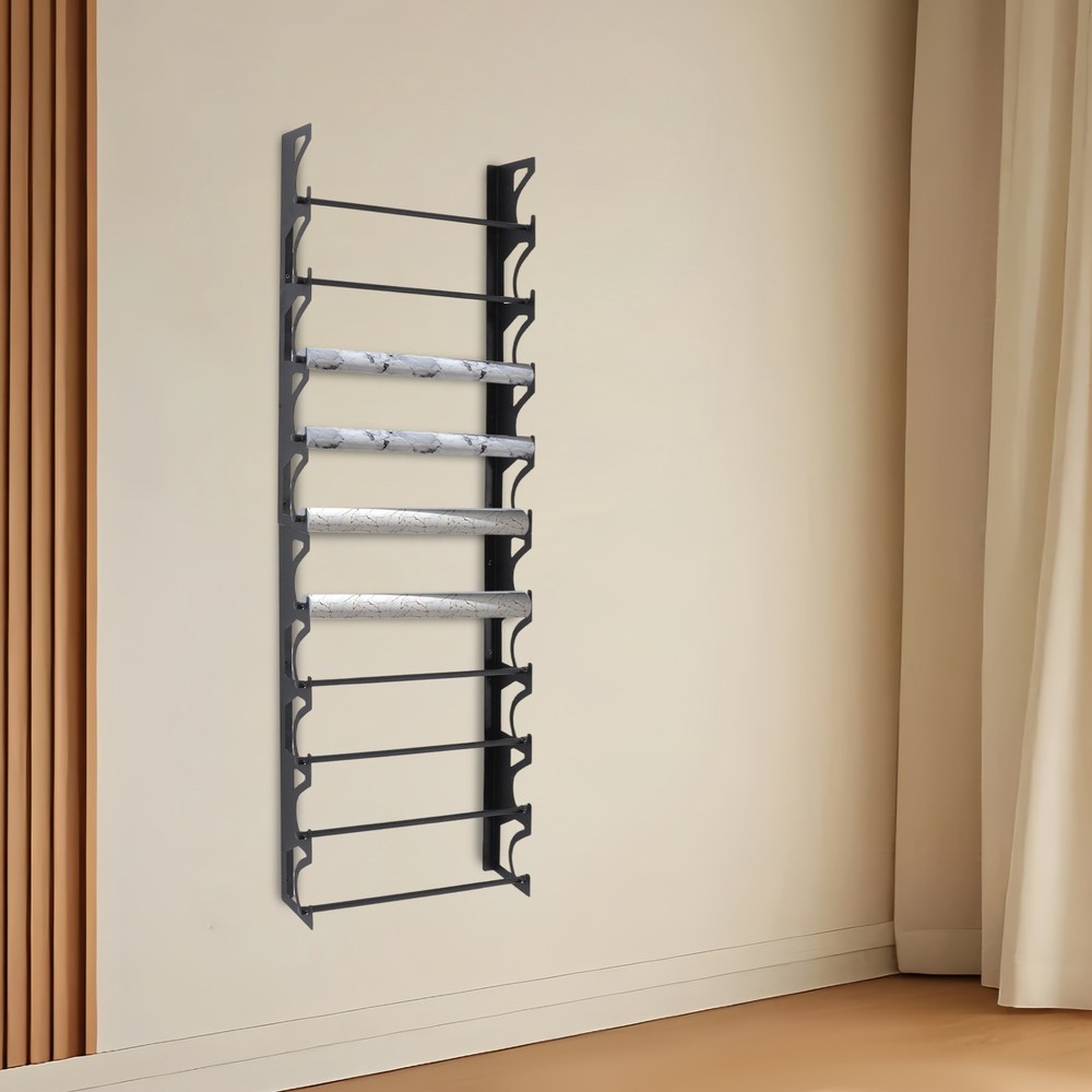 10 Tier Vinyl Roll Holder Wall Mounted W/ Adjustable Brackets For Craft Workshop