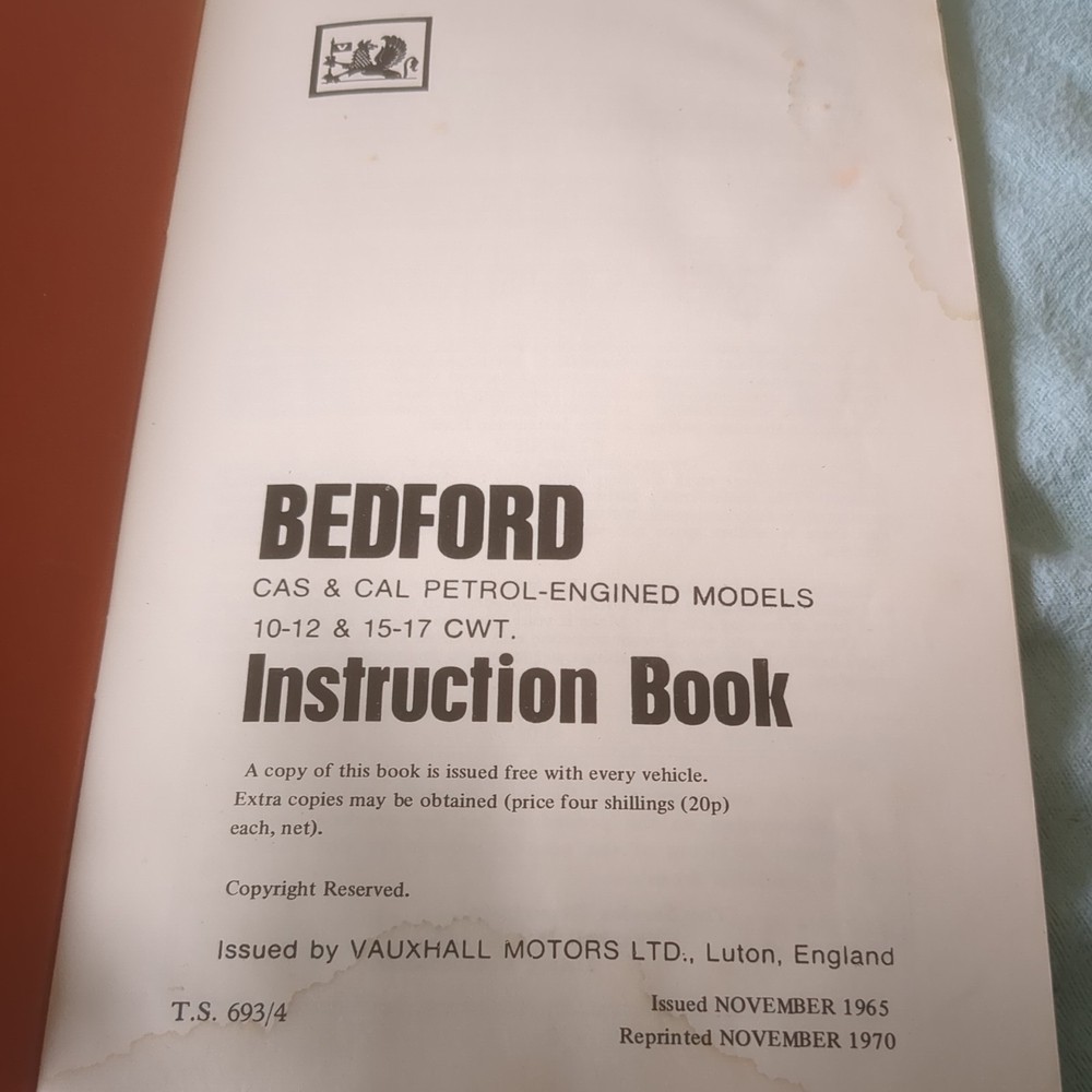 Bedford CAS CAL Instruction Book DEC 1969