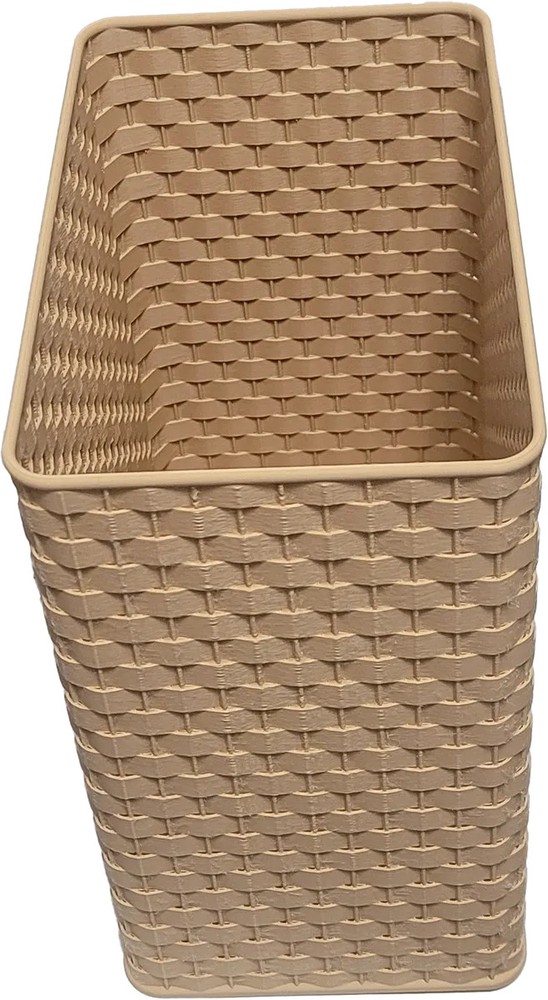 Light Brown Wicker Wastebasket/Decorative Trash Bin/Home Decor/Boho/Rectangular