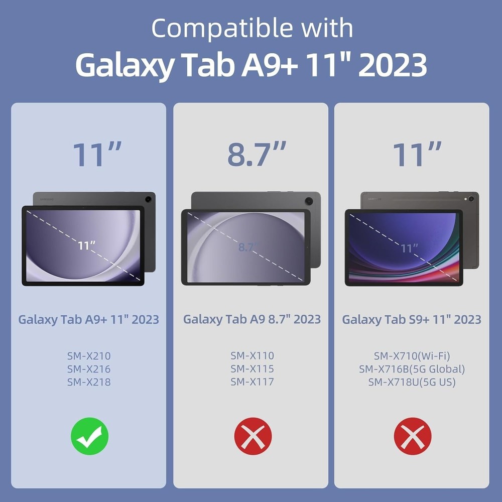 Galaxy Tab A9 11" Slim Case with Hard Shell - Protective, Lightweight, Navy