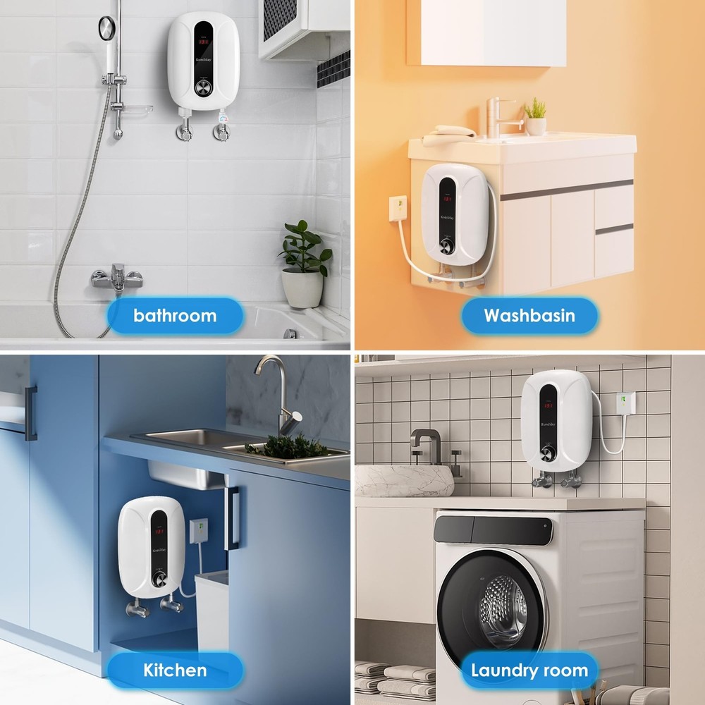 Tankless Water Heater Electric, 240v 0-6500W Tankless Hot Water Heater with L...