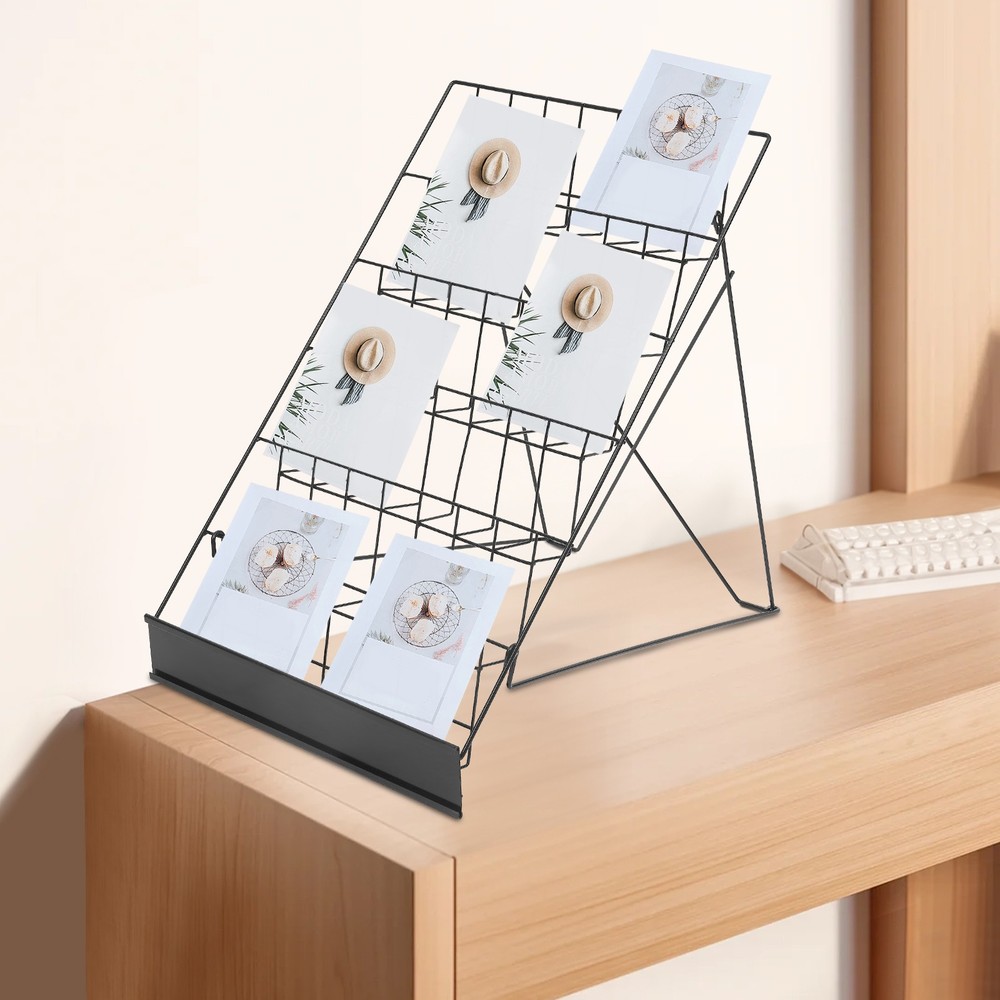 6 Tier Wire Countertop Rack, Book Display Rack, Comic Book Display Rack Black
