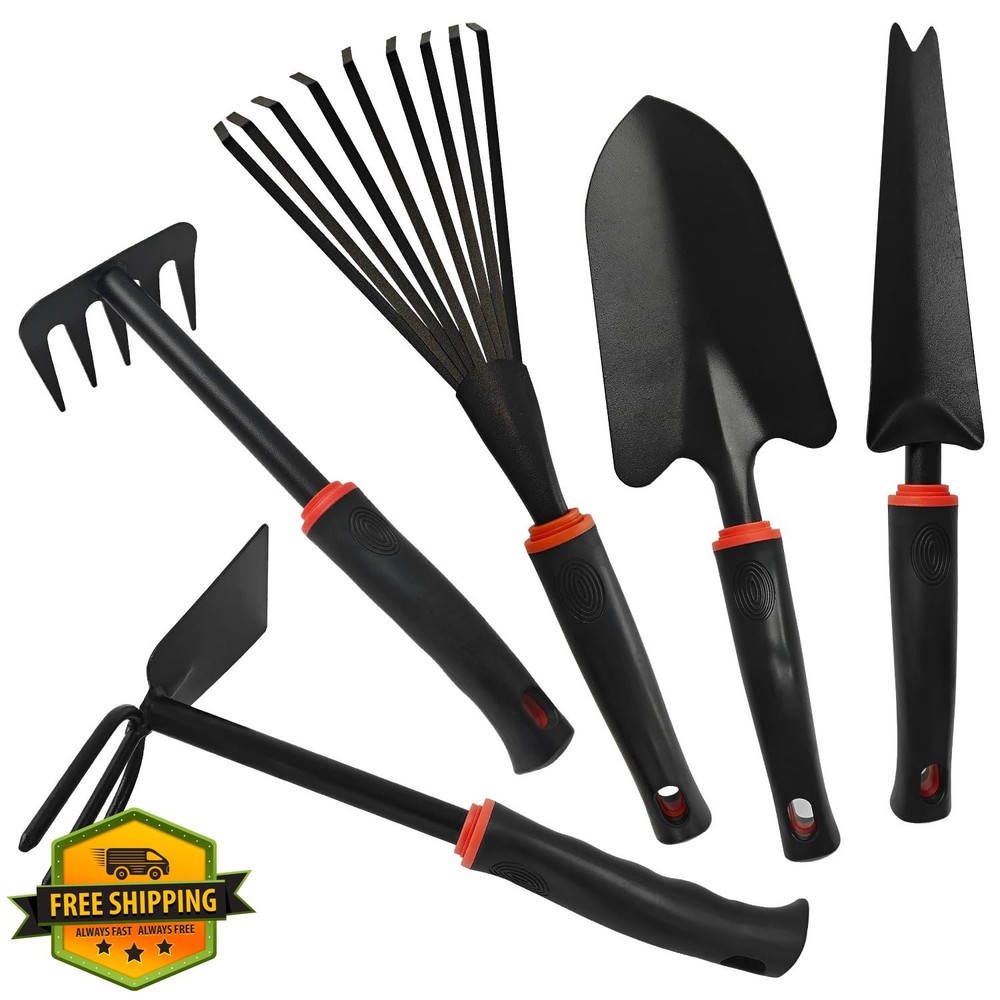 5pc Weed Puller Tool Set Hand Weeder Rake Shovel Hoe Cultivator
