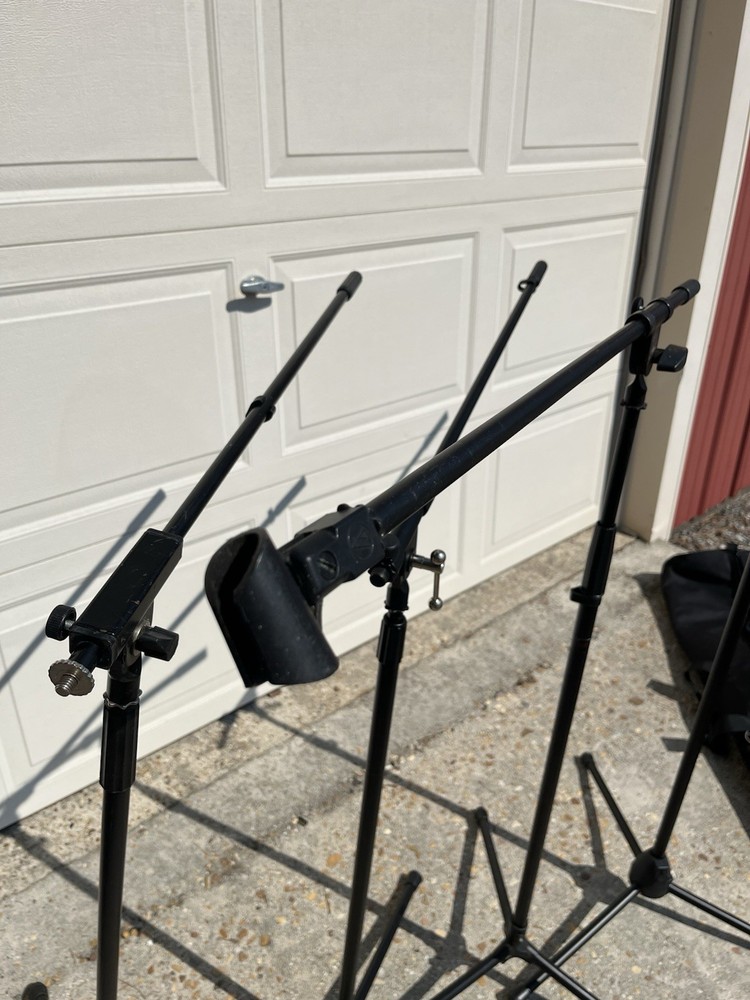 Four Tripod Microphone Stands with Boom Arms UnMarked