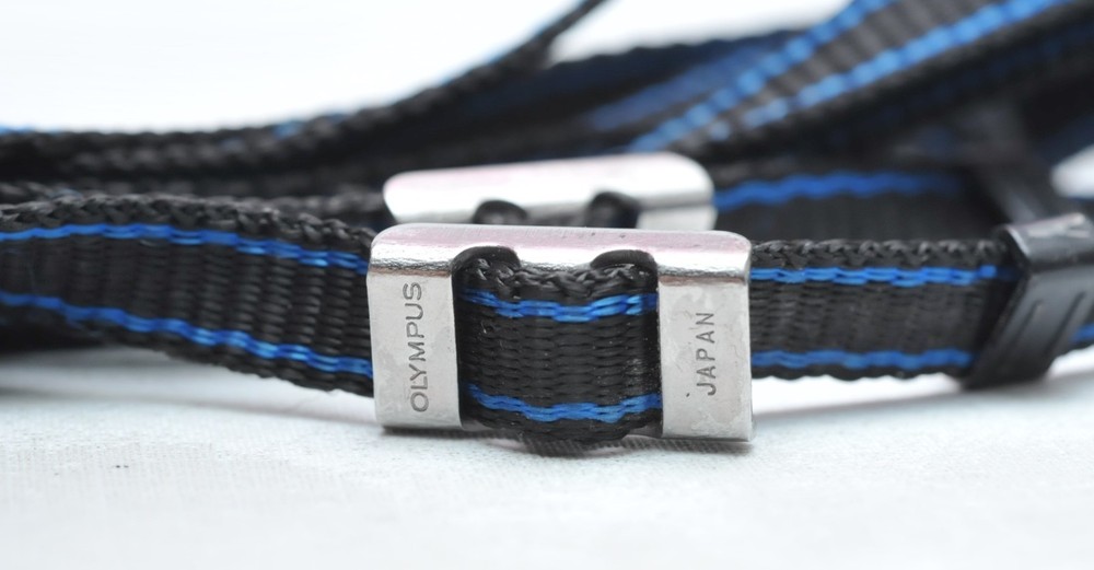 Olympus OM Film Camera Slim Blue Camera Strap