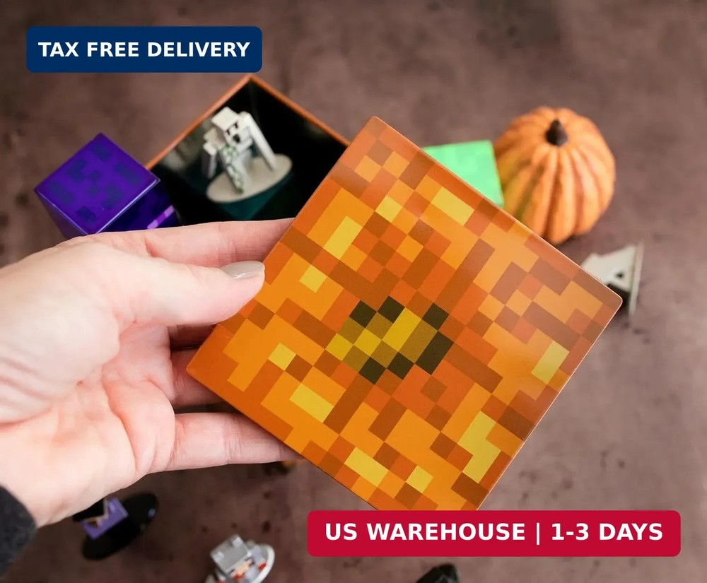 MINECRAFT Jack O'Lantern 4-Inch Tin Storage Box Cube Organizer with Lid | Basket