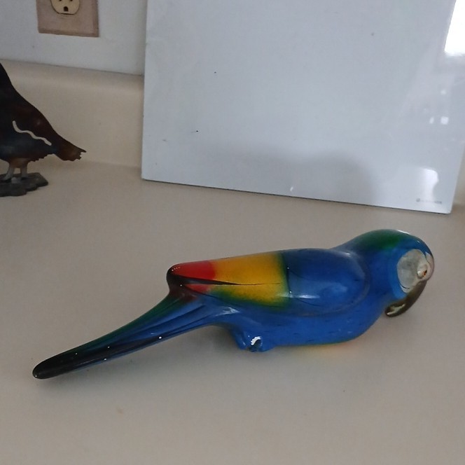 Hand-Painted Ceramic Parrot Figurine, Multicolor, Approx. 14 Inches