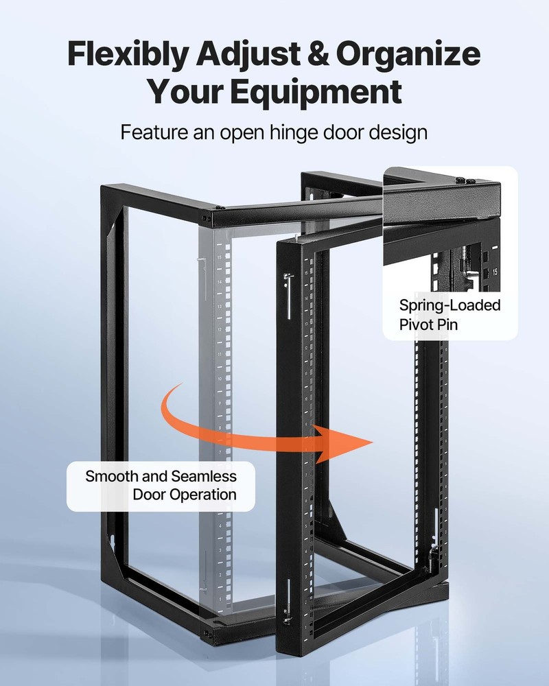 VEVOR 15U Wall Mount Server Rack Open Frame Network Rack 150 lbs 180 Degrees