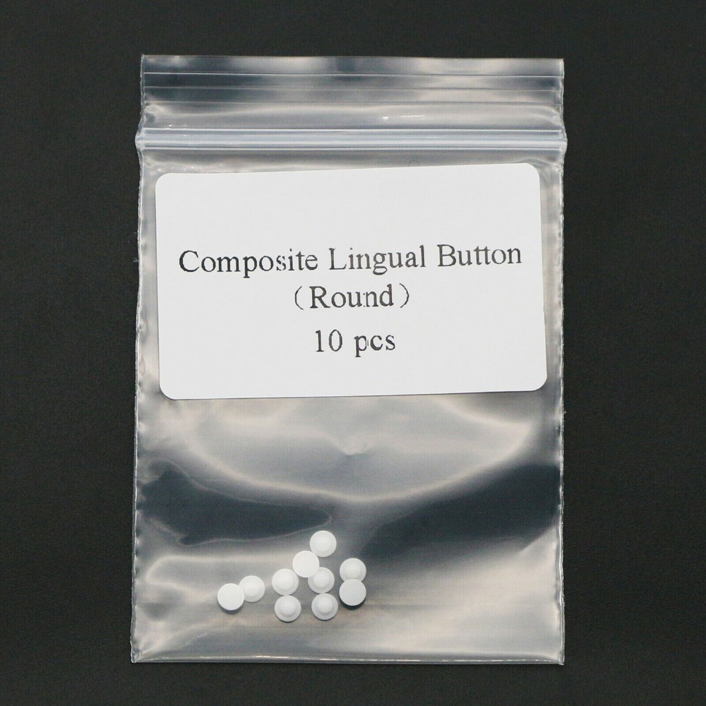 Dental Orthodontic Composite Ceramic Lingual Button Bondable Round Base - 10 Pcs