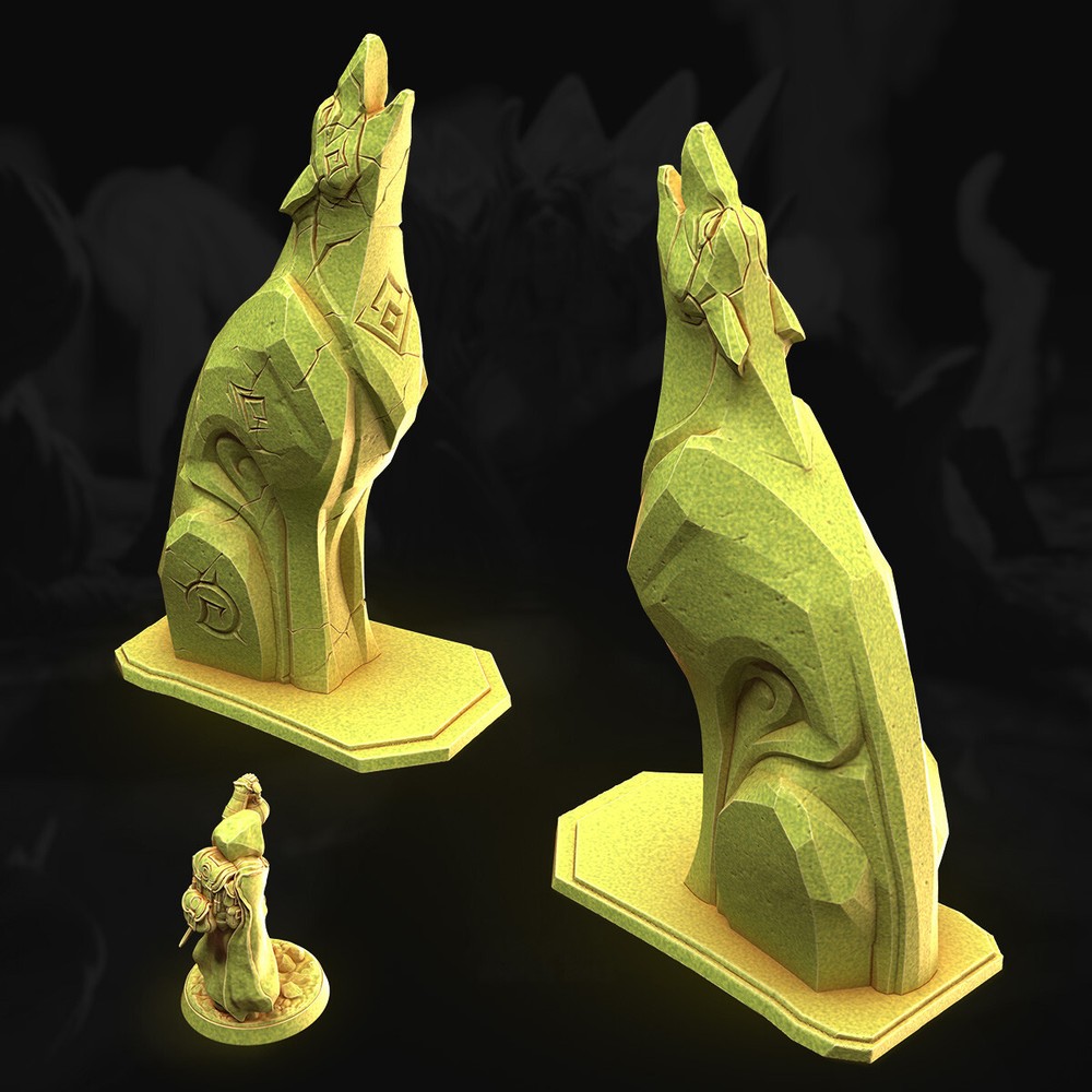 Tabletop Terrain - Fantasy - Wolf Statues