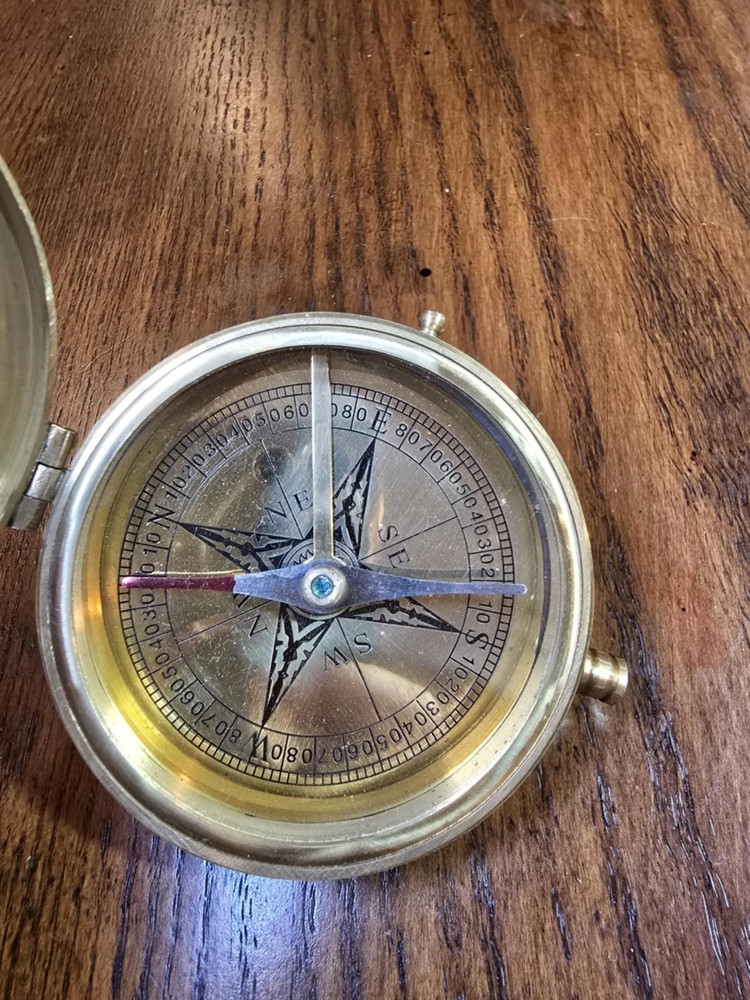 Antique Solid brass 3inch push button Pocket Compass