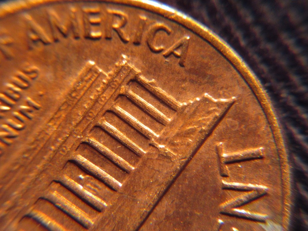 1971 D Lincoln Penny with Reverse Die Chip Error