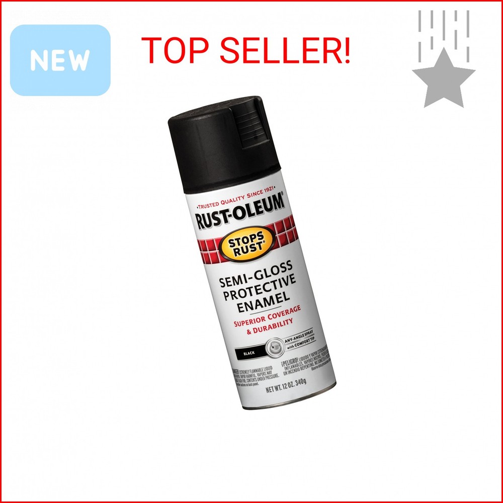 Rust-Oleum 7798830 Stops Rust Spray Paint, 12 oz, Semi-Gloss Black