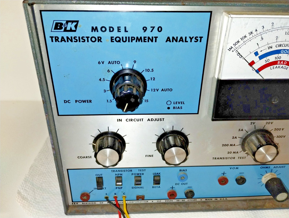 B&K Model 970 Transistor Analyst, Pwr Supply, VOM, RF Generator, UNTESTED
