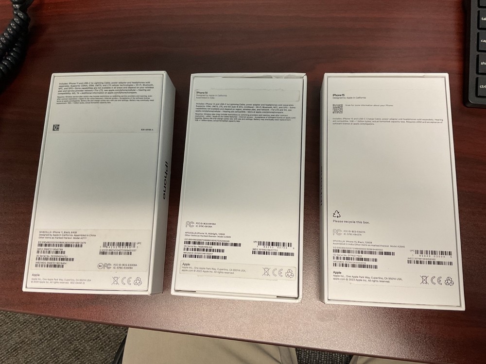 (3) empty iphone boxes (no phones)