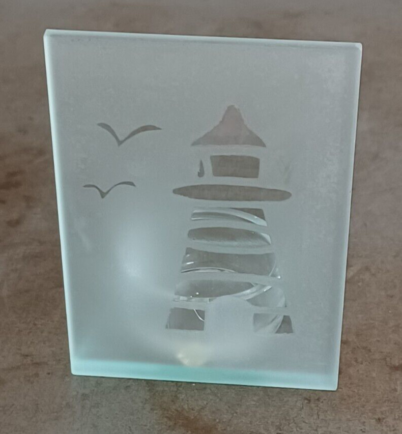 Glass Lighthouse Candle Holder 4.25" Tall