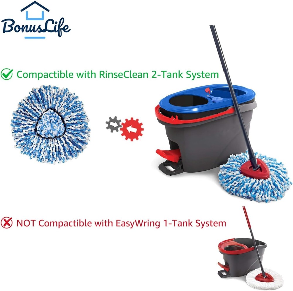 3-Pack Mop Head for O-Ceda RinseClean Spin Mop Refill 2-Tank System Only Easy...