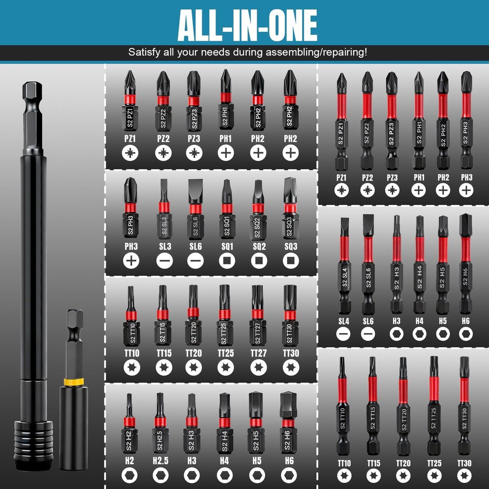 80PSC Magnetic Impact Nut Driver Set - Metric & SAE with Socket Adapters, Wing N