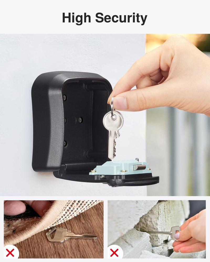 Key Lock Box Combination Lockbox Wall-Mounted Key Storage Box for House Keys,...