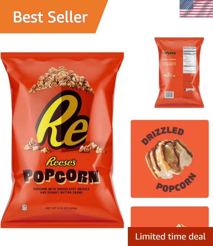 Delectable 5.25oz Popcorn with Peanut Butter & Chocolate Drizzle for Sharing
