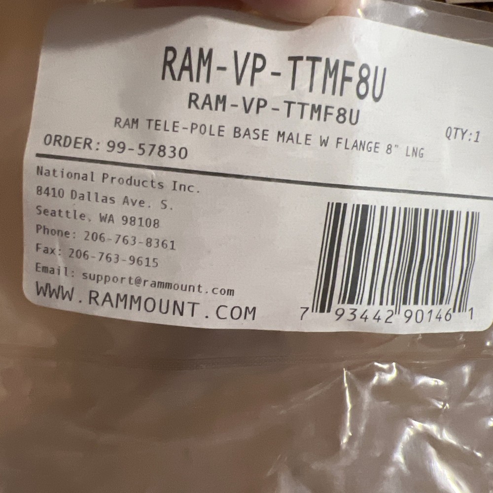 RAM-VP-TTMF8U RAM 8" Upper Pole with Flange...