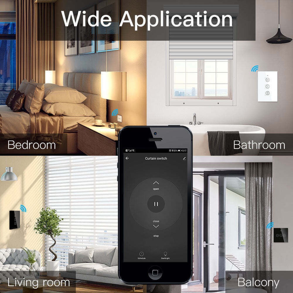 MOES WiFi RF Smart Curtain Switch Roller Blinds Shutter Timer Alexa Google APP