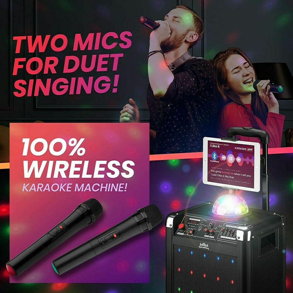 Wireless Karaoke Machine Microphone Speaker Disco Ball Bluetooth Singing System