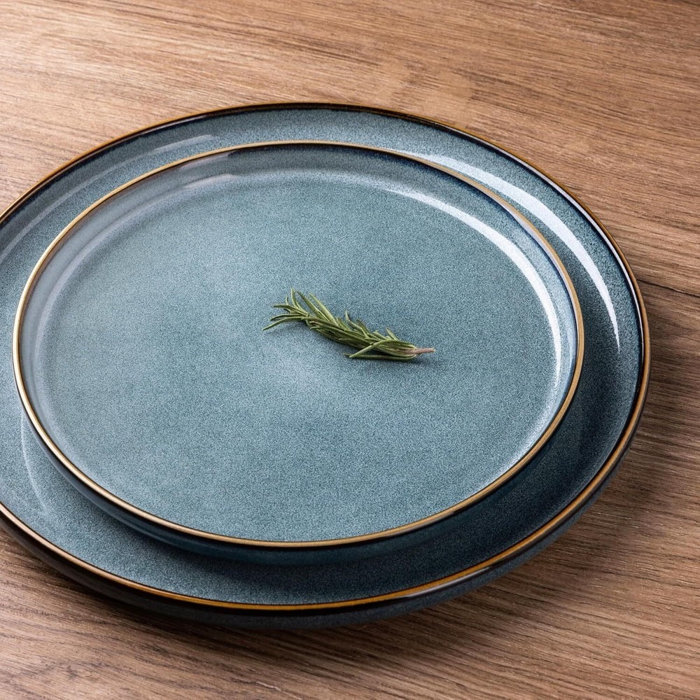Ceramic Dinnerware Sets for 4 12 Pieces Stoneware Plates Bowls Sets Space Blue