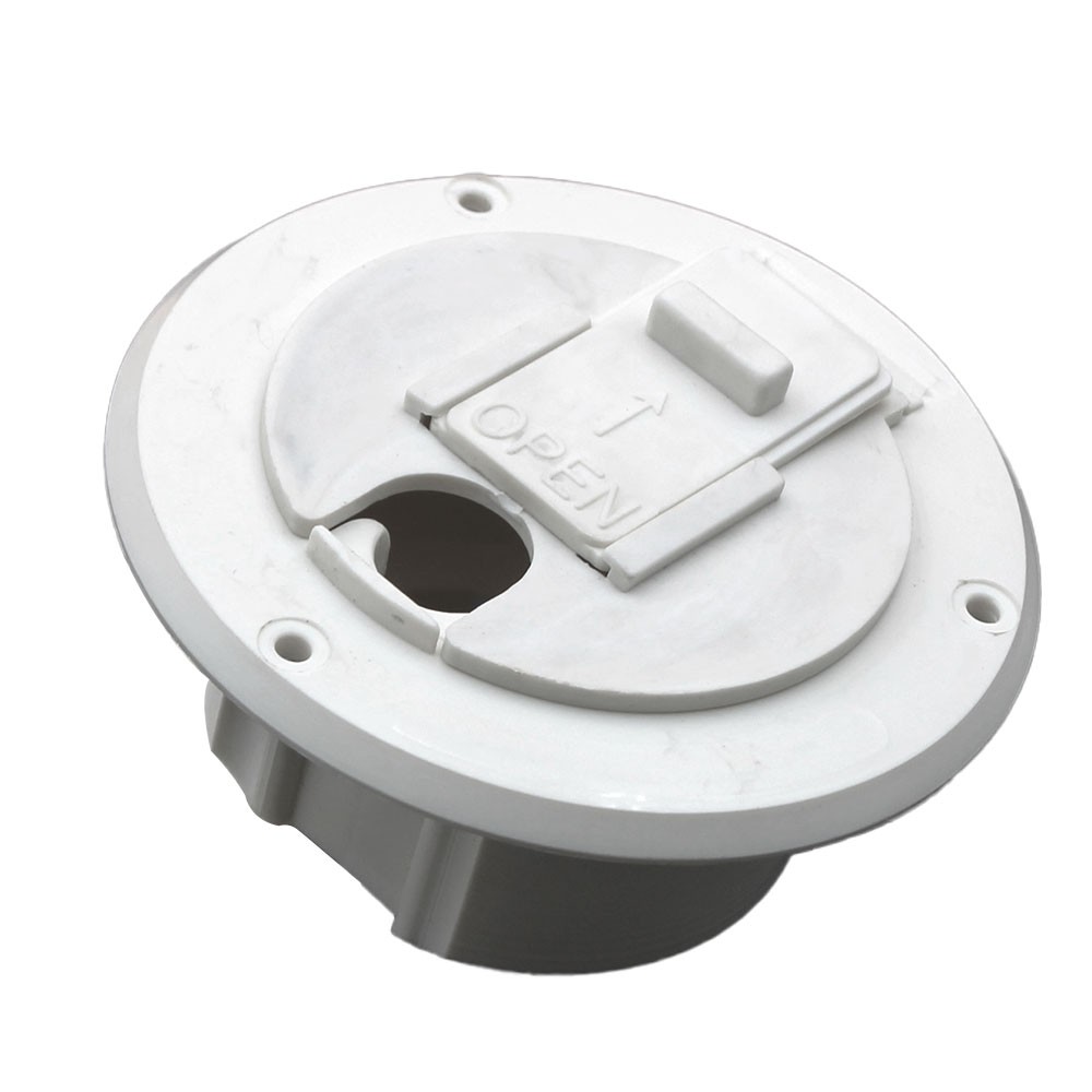 White Electric Power Cord Hatch Cover For RV Travel Trailer Pop Up RV011