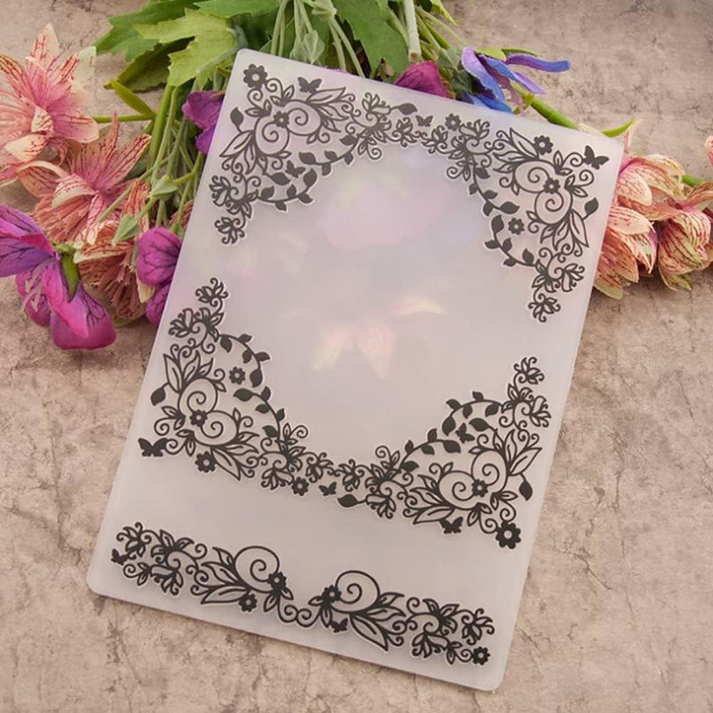 Plastic Embossing Folder (4-1/8''X5-13/16''|Vine Frame Pattern) Paper Crafts Pla