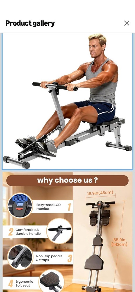 Salih Rowing Machine - Silver