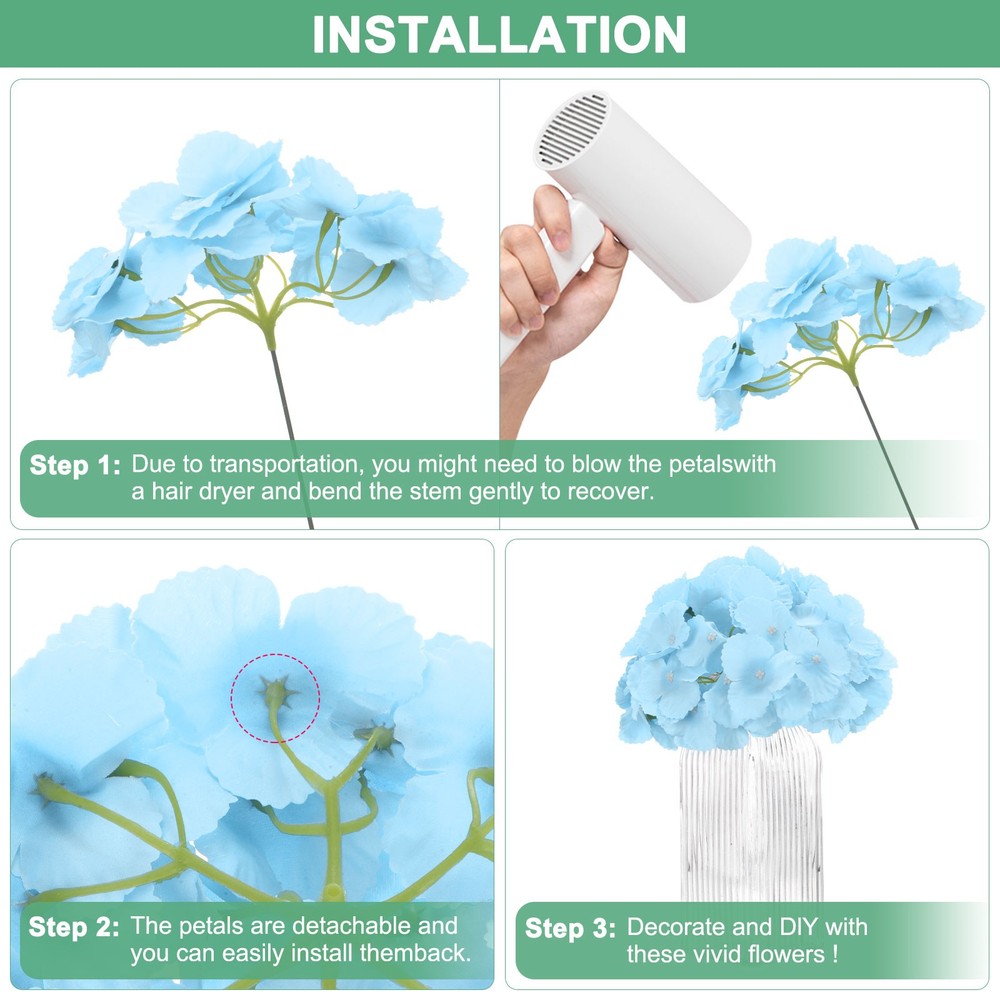 20-Pack Silk Hydrangea Flowers for Home Decor [Red]