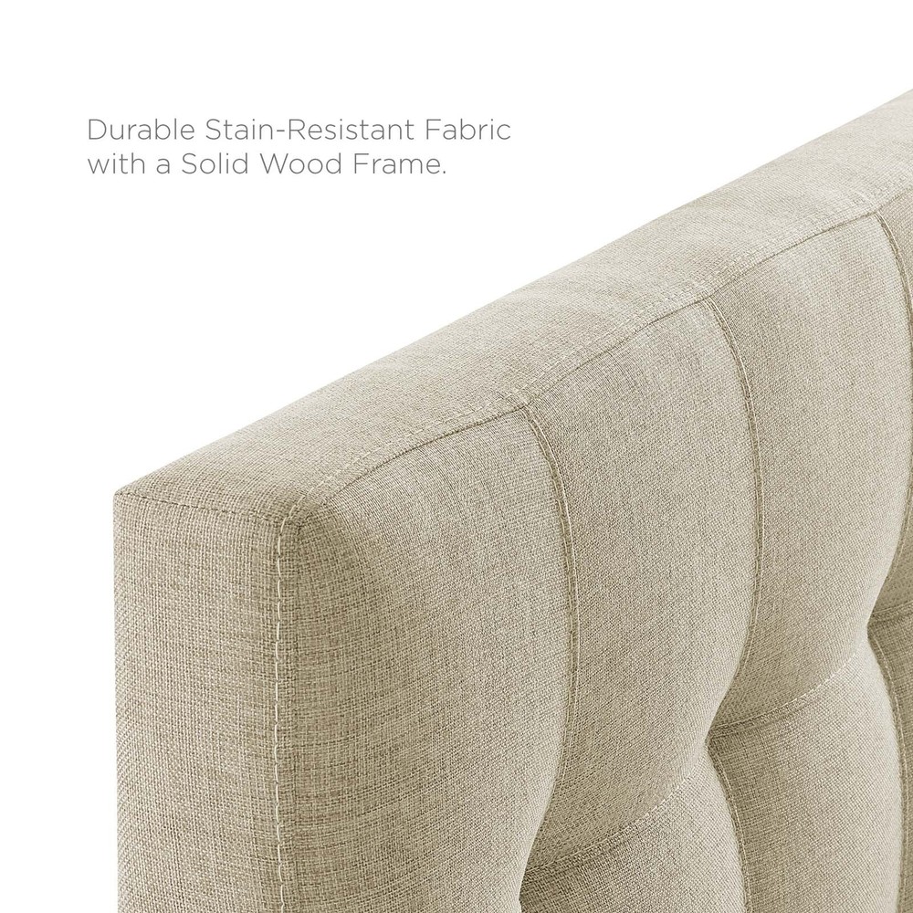 Modway Tufted Upholstered Fabric Square Twin Size Headboard in Beige