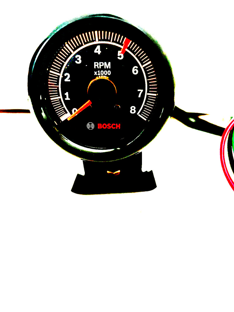 6 Volt Positive or Negative Ground Bosch Tachometer Black Face