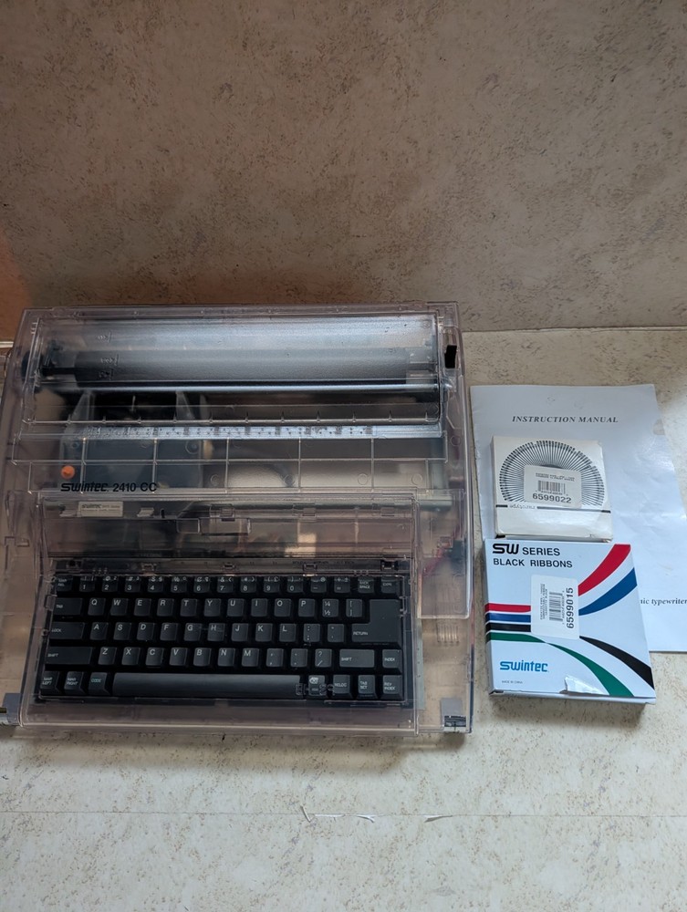 Swintec 2410 CC Clear Typewriter Model AX-150 Prison Clear Tested Working