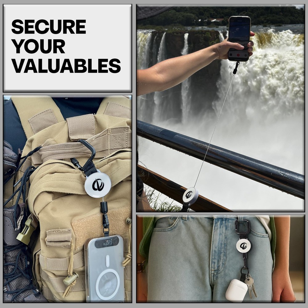 ClutchLoop Anti-Theft Phone Tether - Universal Adhesive Anchor, Retractable Stee