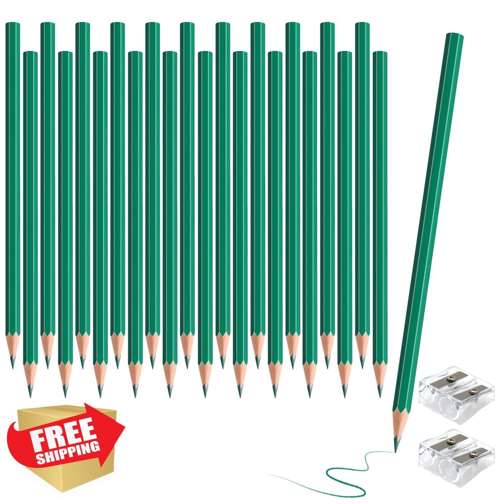 sqzrmdcg Green Colored Pencils 24pc Pre-Sharpened Art Drawing