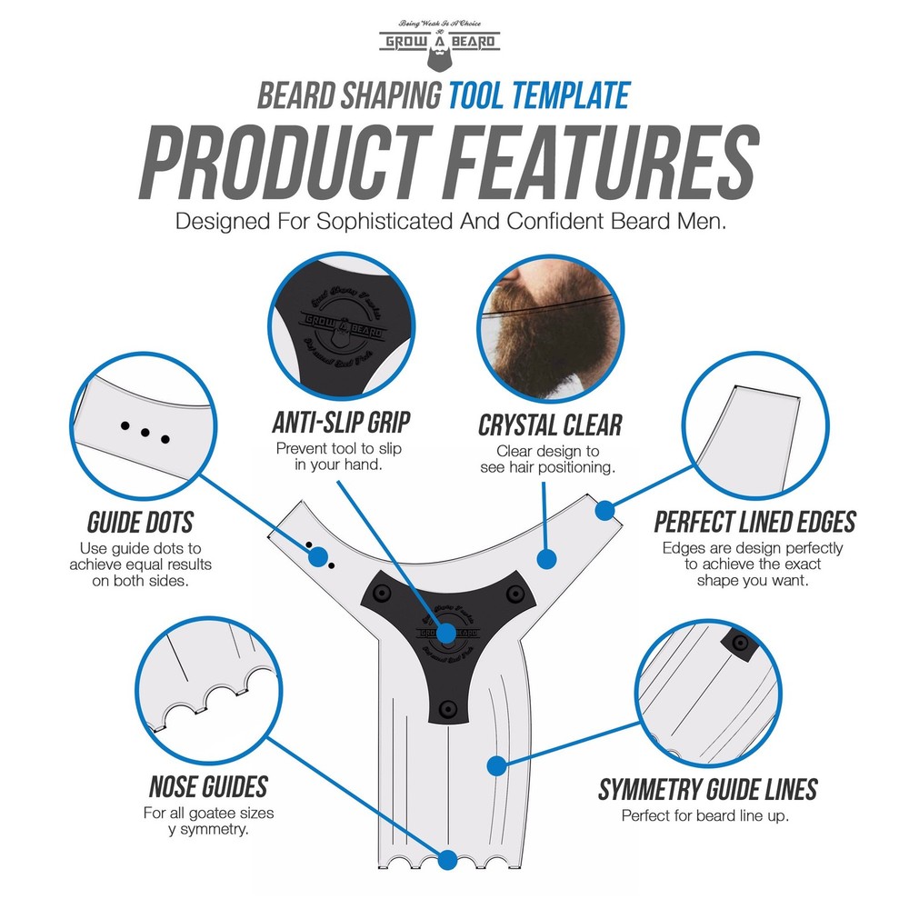 Beard Shaper & Beard Shaping Tool for Men, Beard Lineup Guide Template, Perfe...