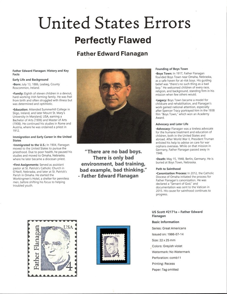Perfectly Flawed SN 2171a MNH - Misperf on Presentation Panel 8.5” X 11”
