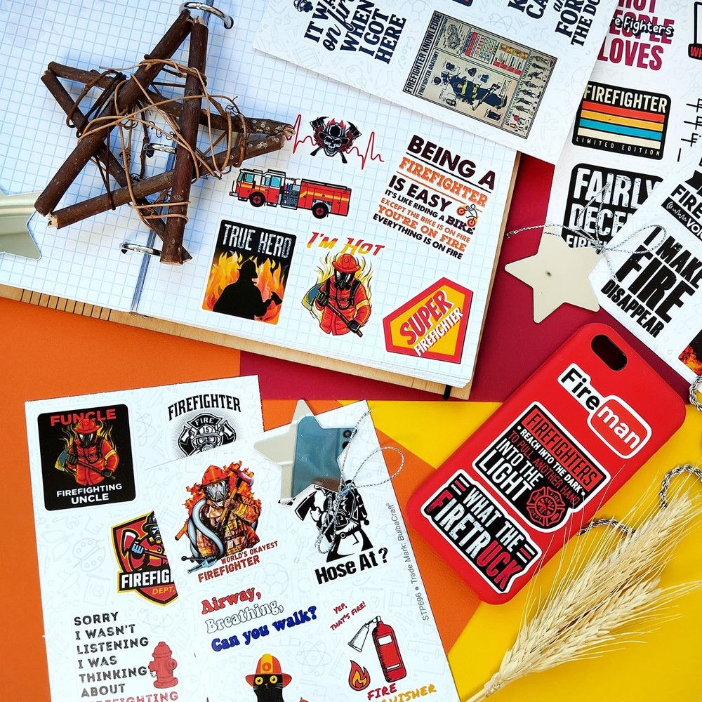 100Pcs Funny Firefighter Stickers - Fireman &
