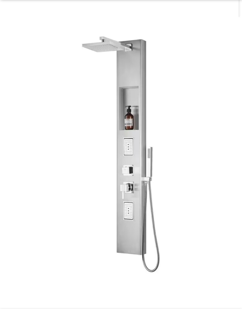 59 in. 2-Jet Multifunction Shower System, Brushed Stainless Steel
