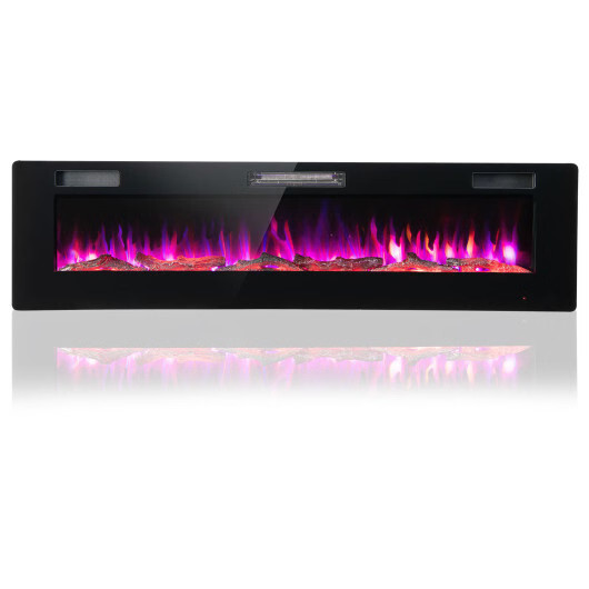 60 Inches Ultra-thin Electric Fireplace with Remote Control and Timer Function -