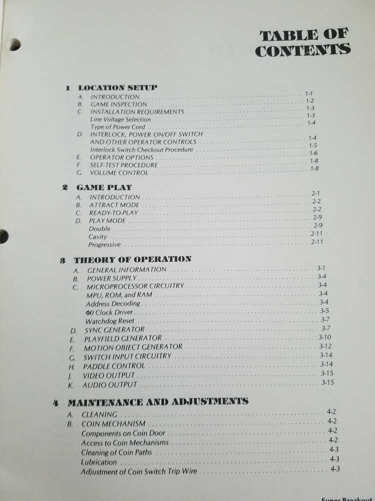 Original VINTAGE Atari Super Breakout Arcade Game Operation Manual (Complete)