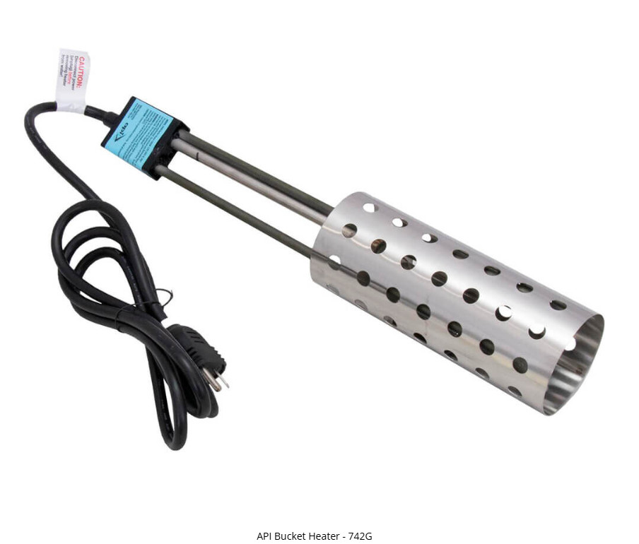 API 742G Bucket Heater 1000W 120V Stainless Steel Immersion Water Heater
