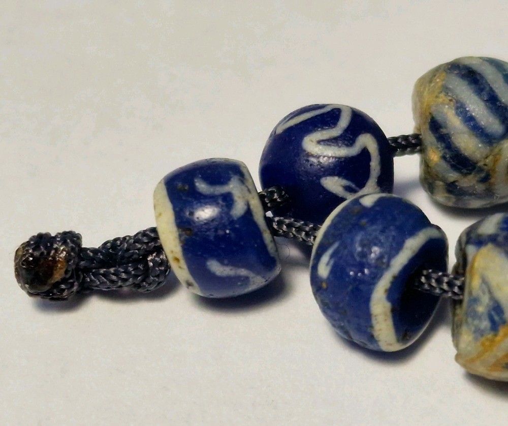 8 ANCIENT RARE BLUE MOSAIC GLASS BEADS
