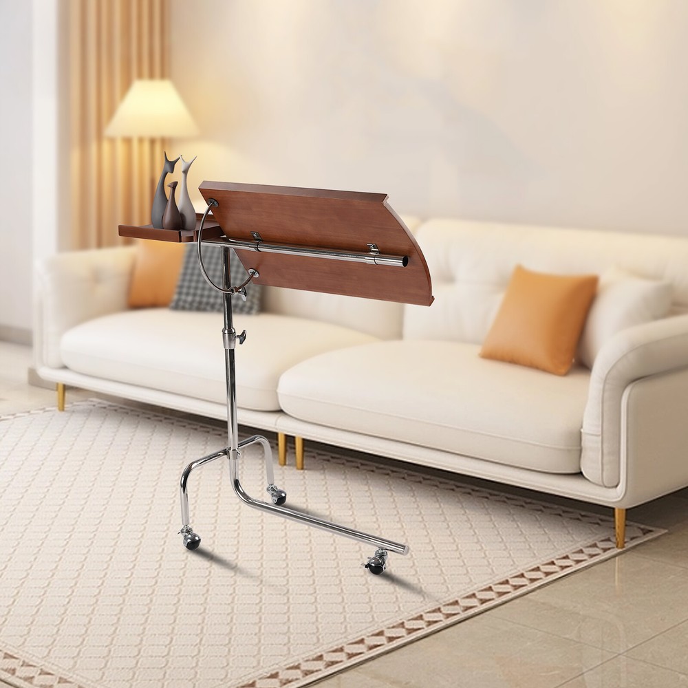 Angle Height Adjustable Rolling Laptop Desk Sofa Bed Tray Notebook Table Stand
