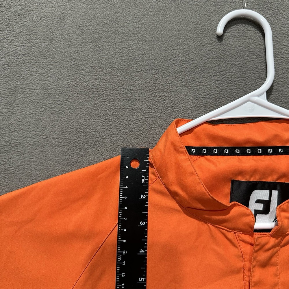 FootJoy Jacket Mens Medium Orange Long Sleeve Golf Windbreaker Snap Pullover EUC