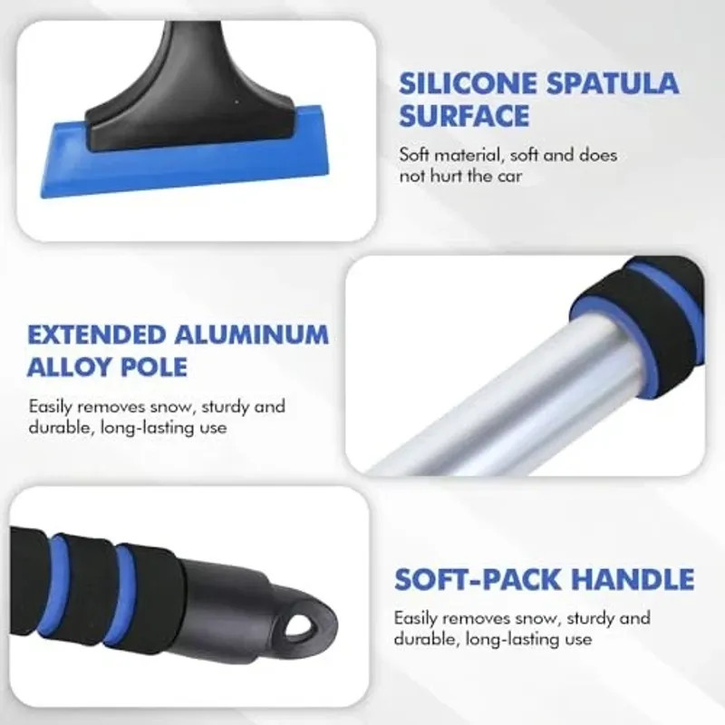 Ice Scraper for Car Windshield Window, Scratch Free Silicone Ice Snow Blue