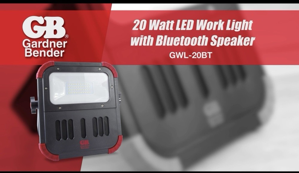Wireless Gardner Bender 20W LED Work Light with Bluetooth Speaker