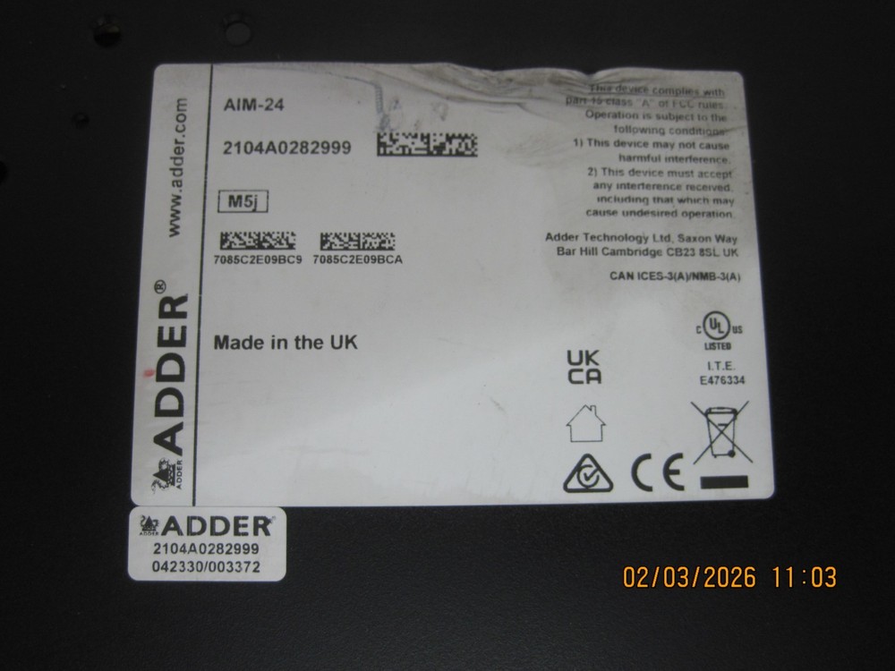 ADDERLink INFINITY Manager Device Includes 24-Channels Adder AIM-24 *READ* T9D11